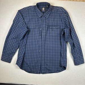 Timberland Navy Checkered Long Sleeve Plaid Shirt